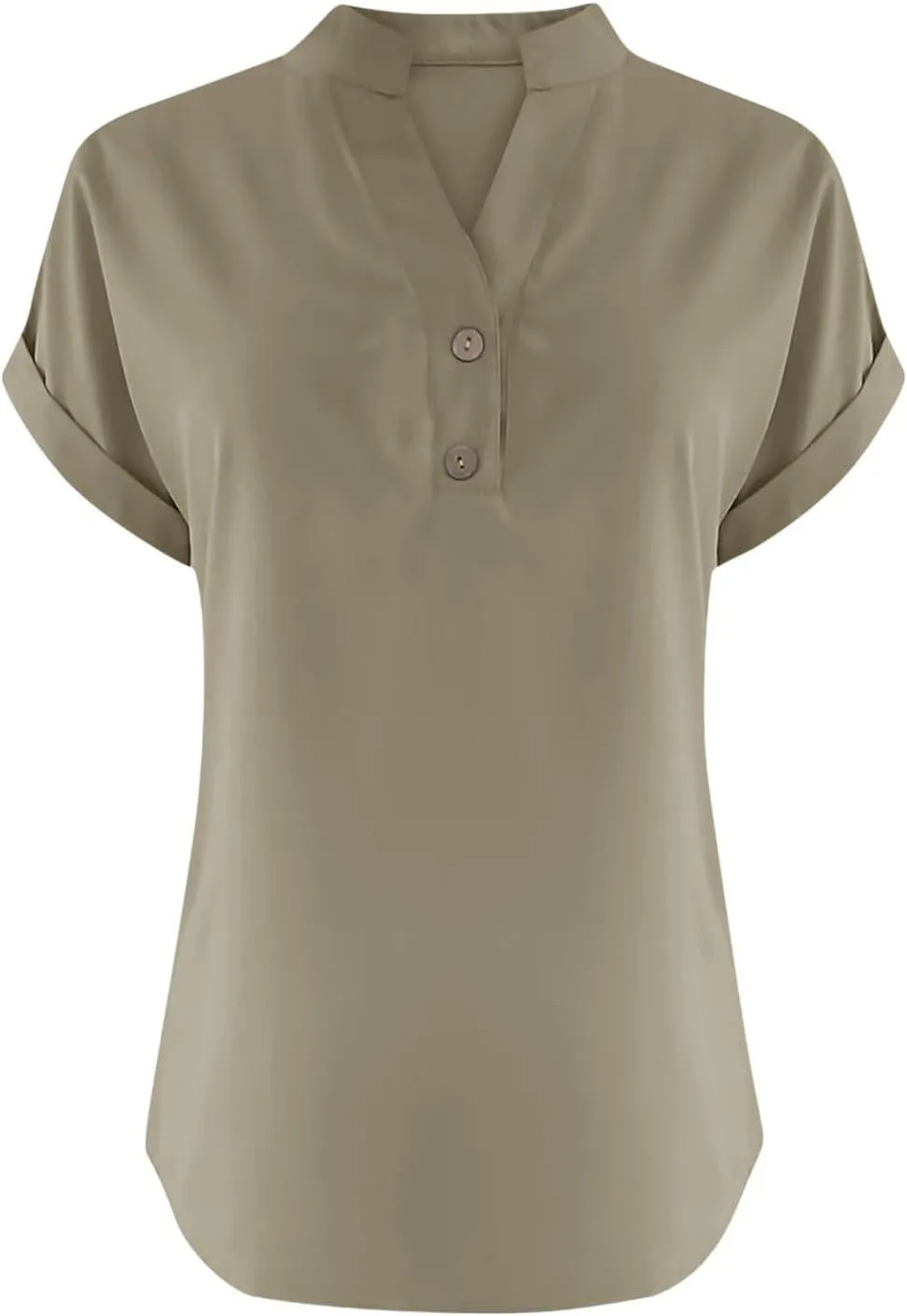 Women's Cotton Linen Cap Sleeve T-Shirt Half Button V Neck Tunic Tops Lounge Baggy 2025 Solid Color Summer Blouses