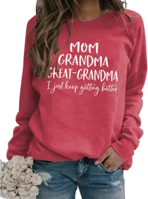 Womens Great Grandma Sweatshirt Crewneck Casual Pullover Loose Comfy Grandma Gifts Shirts Top